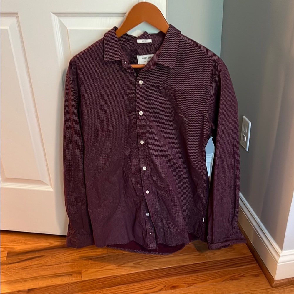 Purple Casual Button Down Shirt with Classic Collar